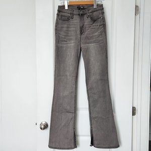 Slit Hem Straight Leg Jeans - Grey - FASHION NOVA